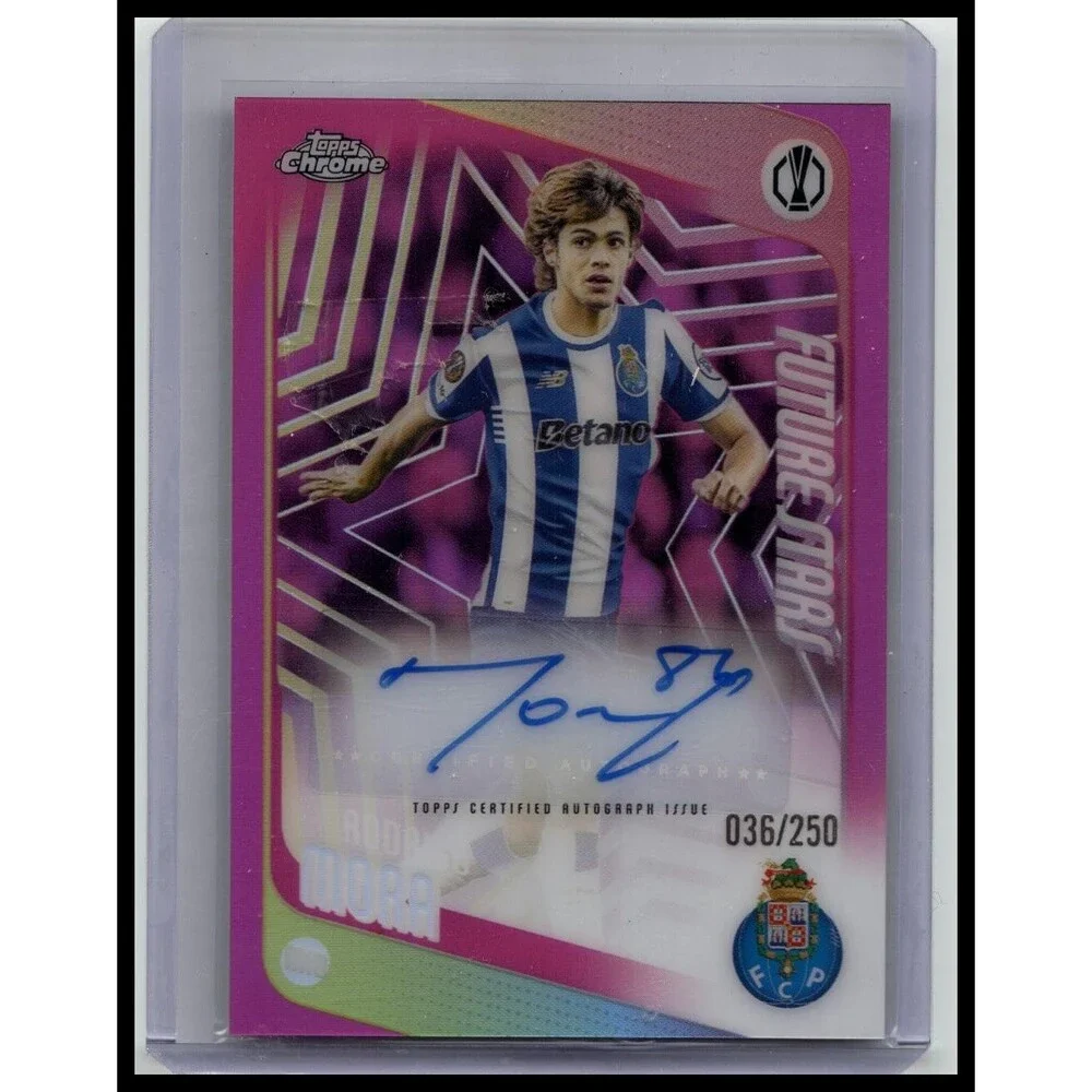 2025-26 Topps Chrome UEFA s Rodrigo Mora #FSA-RM s Auto Pink #/250